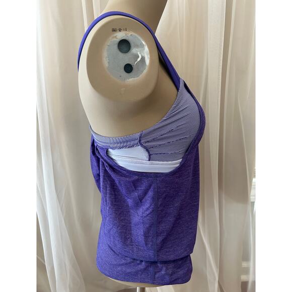 Lululemon Built In Bra Racerback Workout Cinched Bottom Tank Top Purple Size 2 - Picture 3 of 5